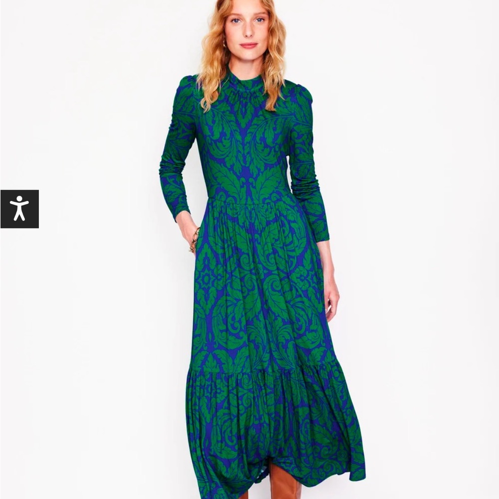 Boden Green and Blue Patterned Maxi Dress